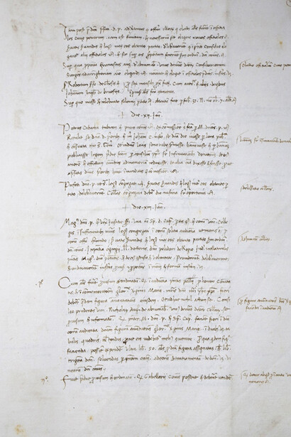 Filippino Lippi, 1482, 1483 s.c., 13 gennaio – E’ autorizzata dai Priori e dai Capitani di Parte Guelfa la spesa di una somma ulteriore di 30 lire per l’Annunciazione da dipingersi in due tavole tonde o quadre (San Gimignano, Archivio Storico Comunale, Deliberazione e provvisioni della comune, ASCSG 187, c.230r.). 