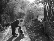 Archie Parkhouse and his Dog Sally, Photograph by James Ravilious, image courtesy of the Beaford Arhive © Beaford Arts