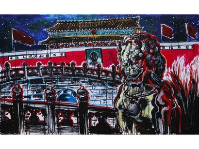 Sun Xun, The Time Vivarium - 11, 2014, acrylic on paper, paper: 59 x 98 1/2 inches (150 x 250 cm), framed: 59 7/8 x 99 1/4 x 1 5/8 inches (152.1 x 252.1 x 4.1 cm). © Sun Xun. Courtesy: Sean Kelly, New York