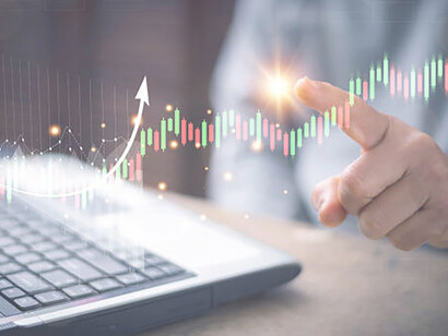 In this image, businesspeople assess finance, technology, and investments for growth and success