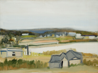 Jane Freilicher (American, born 1924), Grey Day, 1963, Oil on canvas, 24 x 32 inches, Parrish Art Museum, Water Mill, N.Y., Gift of Larry Rivers
