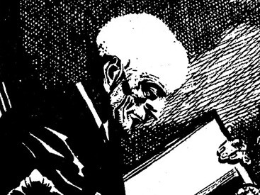 Cuadro de Sherlock Time, Episodio 2: El ídolo, Guion de Héctor Germán Oesterheld, Dibujos de Alberto Breccia (1976)