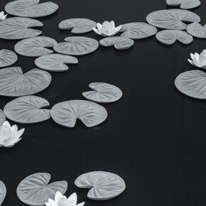 Pond, 2018, Glass, glue, PU, synthetic plaster. 200 x 200 cm. Exhibiton view ‘Kids, cabinets, pictures and ponds’ - Galleria Continua / Les Moulins, Mai 2018. Courtesy the artist and Galleria Continua, San Gimignano / Beijing / Les Moulins / Habana. Photo by Oak Taylor-Smith