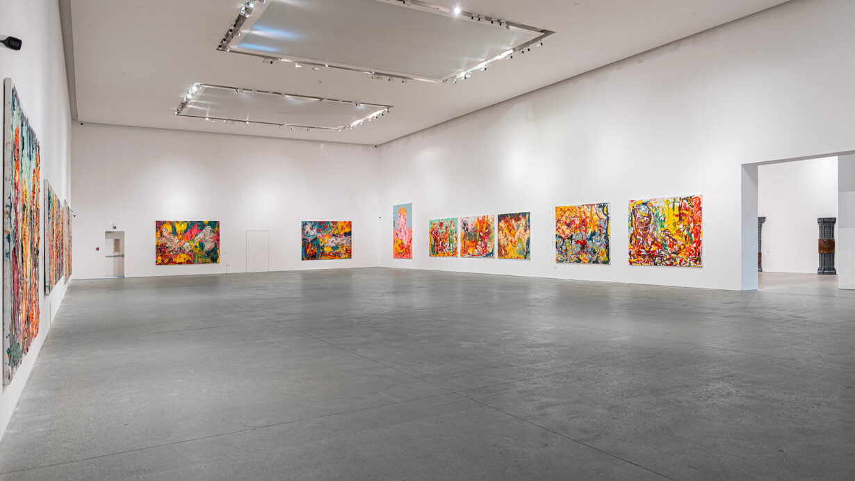 Marwan Sahmarani, Dirty mirror selfie, exhibition view. Courtesy of Leila Heller Gallery