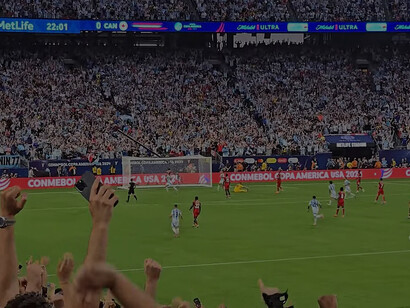 Argentina's first goal in its match against Canada in the semifinals of the Copa América 2024, USA