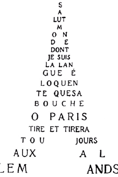 Guillaume Apollinaire, 'Calligramme', 'Tour Eiffel'