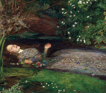 John Everett Millais, Ophelia, 1851. Oil on canvas, 76 x 112 cm. Tate Collection, London   
