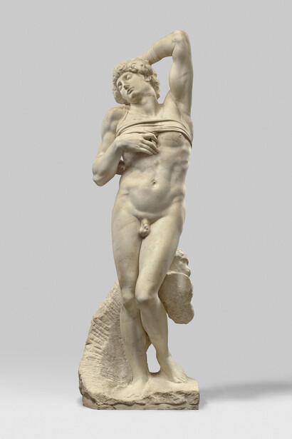 Michelangelo Buonarroti, known as Michelangelo, The dying slave (face). Courtesy of the Louvre Museum 