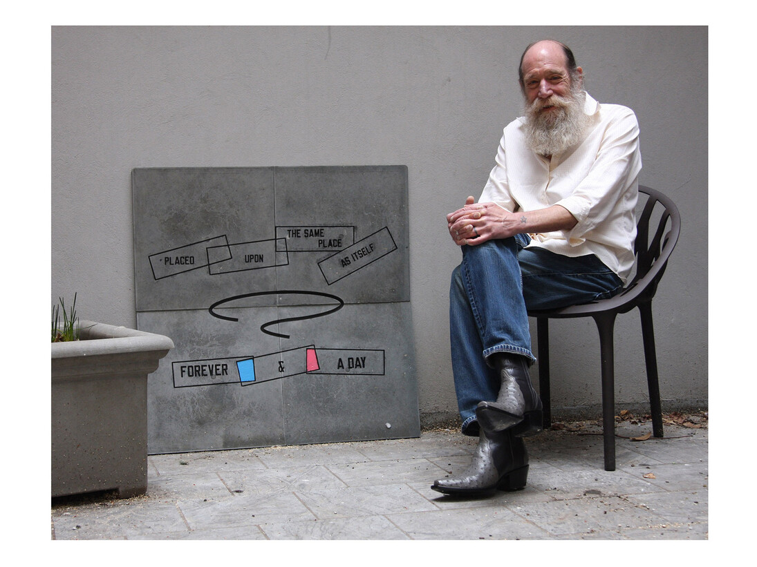 Portrait of Lawrence Weiner
Courtesy of Moved Pictures Archive, NYC, Photo: Alyssa Gorelick © 2015 Lawrence Weiner
