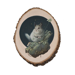 Phoenix Chan, "Branches #27", gouache and color pencils on wood, 11.5 x 9.75 inches