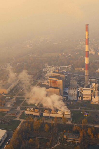 Factory emissions during sunset 