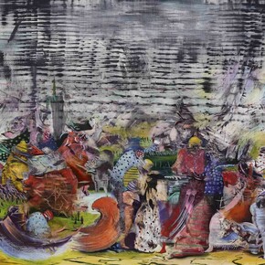 Ali Banisadr, Civilization 2014 Oil on linen 167.6 x 223.5 cm / (66 x 88 in) Photo: Todd White, 2014, Image courtesy of the artist and Blain|Southern © the artist, Photo: Jeffrey Sturges, 2014