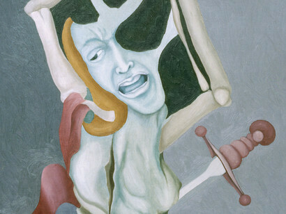 A. De Romanis, In the garden of enchantments, Tav. XIII della Gerusalemme Liberata, oil on canvas, cm 40x60, 1976, detail
