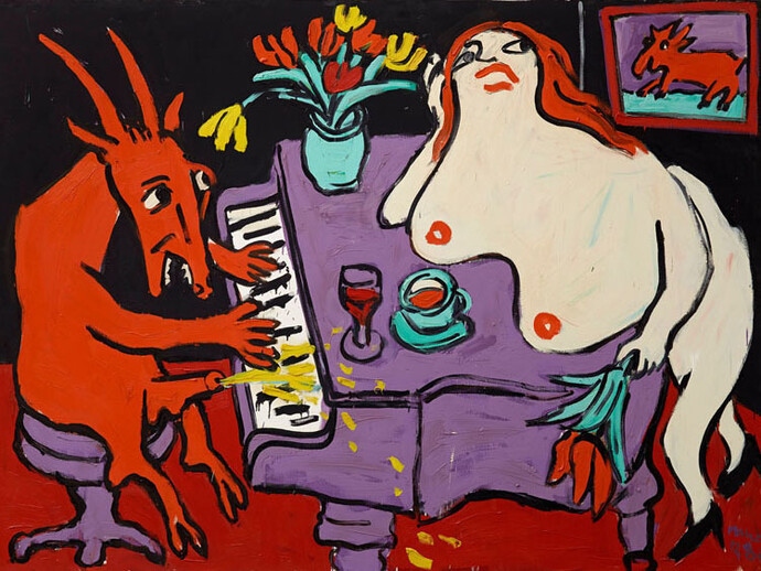 Otto Muehl, Untitled, 1984, oil on canvas, 140 x 190 cm, 55 x 74 ins