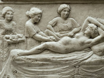 Rilievo romano raffigurante un’ostetrica