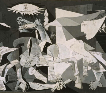Pablo Picasso. Guernica (1937). Óleo sobre lienzo, 349,3 x 776,6 cm. Museo Reina Sofía, Madrid. 