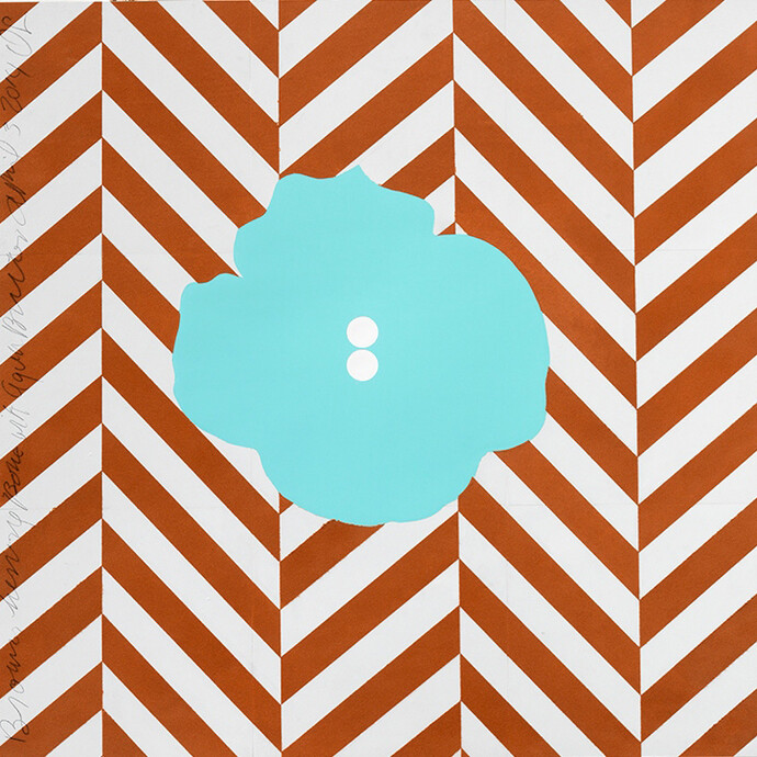 Donald Sultan, "Brown Herringbone with Aqua Button, April 3 2014," 2014. Courtesy of Ryan Lee, New York 