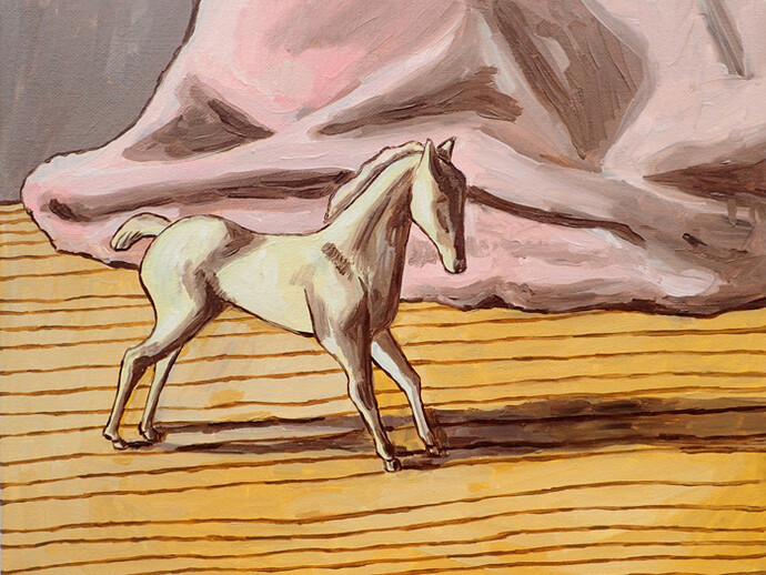 João Francisco, sem título, pintura equestre-potro branco, 2015, óleo sobre tela, 27 x 35 cm