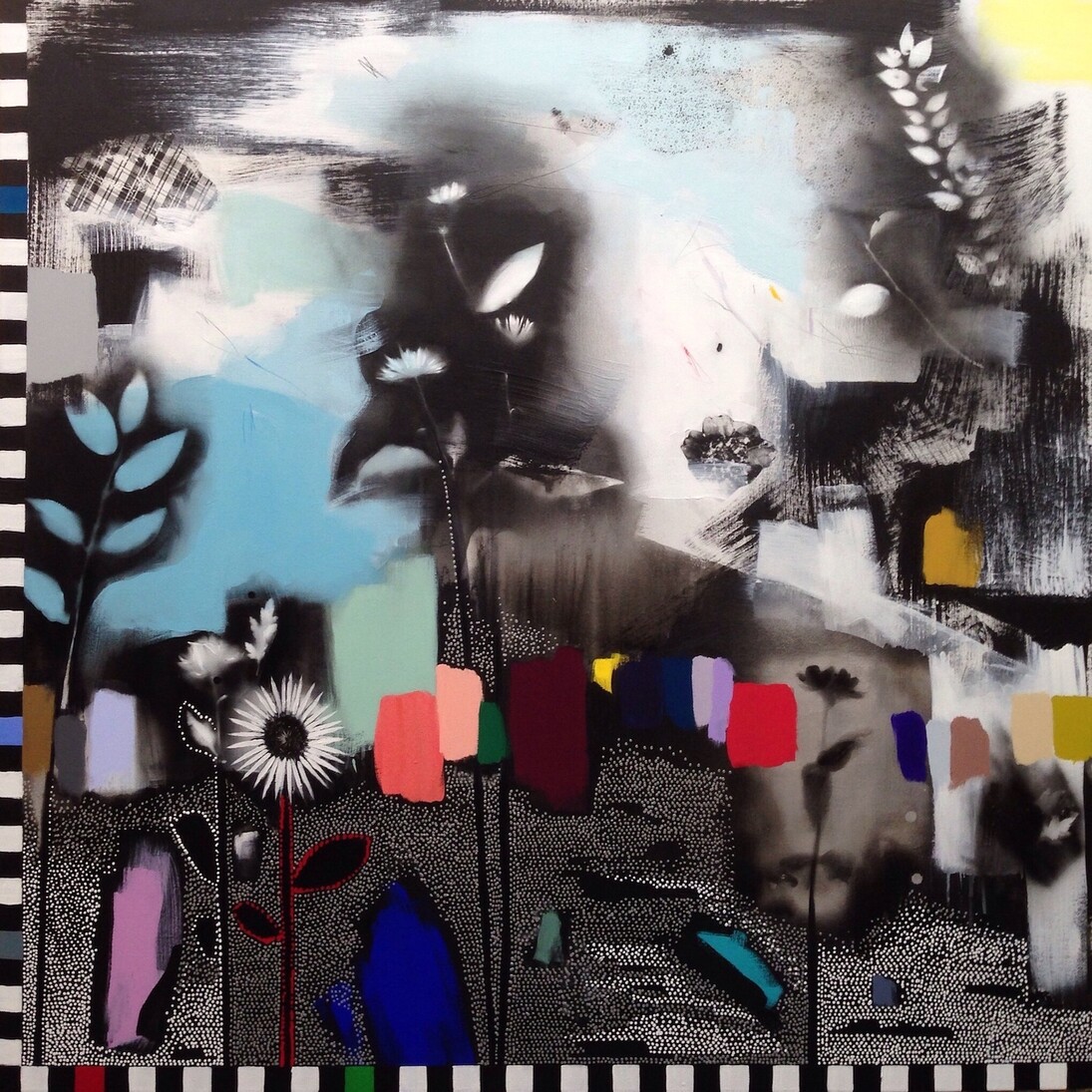 Emily FillerDreamscape (wildflowers) II, 2016mixed media on canvas152 x 152 cm, 59 7/8 x 59 7/8 in. Courtesy of Rebecca Hossack
