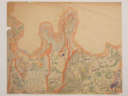 Susan Te Kahurangi King, Untitled, c. 1978, Graphite, colored pencil and crayon, on paper, 16 x 19.5 inches (40.6 x 49.5 cm)