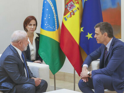 Lula da Silva, Präsident von Brasilien, und Pedro Sánchez Castejón, Regierungspräsident von Spanien