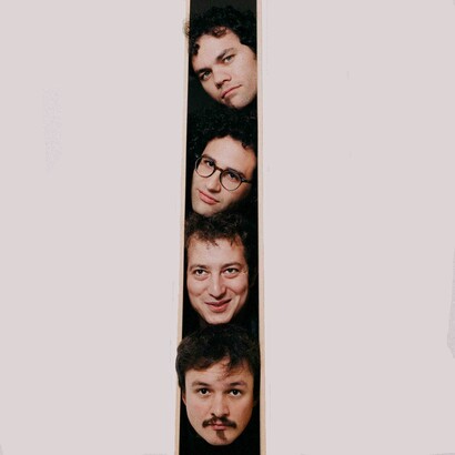 Jacopo Fagioli, Davide Strangio, Amedeo Verniani e Mattia Galeotti in uno scatto per l'uscita dell'album. Ph. Lorenzo Stefanini