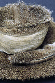 Meret Oppenheim. Object, 1936. Fur-covered cup, saucer, and spoon, cup 4-3/8 inches in diameter; saucer 9-3/8 inches in diameter; spoon 8 inches long," (The Museum of Modern Art, NYC).