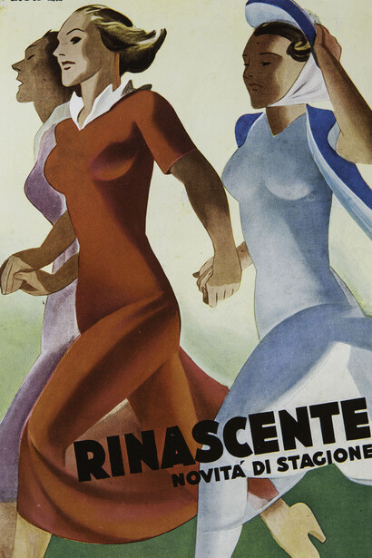 Marcello Dudovich, Rinascente – Novità di stagione, 1940, prova cromolitografica di stampa per manifesto, 24,4 x 17,8 cm Collezione privata Rossella Villani