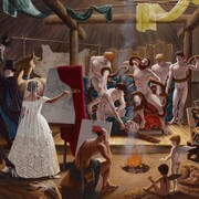 Kent Monkman, The academy (detail), 2008. Acrylic on canvas, Framed: 205.7 x 297.2 cm. Art Gallery of Ontario. Purchased, with the assistance of the David Yuile and Mary Elizabeth Hodgson Fund, 2008. © Kent Monkman. Photo: AGO. 2008/11