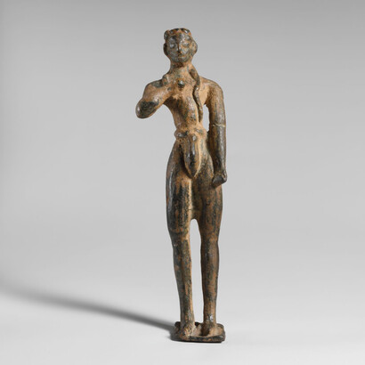 Late Bronze Age or Modern, Date:ca. 1600 B.C. or later, Culture:Minoan, Medium:Bronze
Dimensions:H. 7 13/16 in. (19.8 cm)
Classification:Bronzes. Bequest of Walter C. Baker, 1971