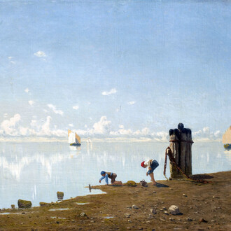 Guglielmo Ciardi, Veduta sulla laguna, olio su tela, 73 x 98 cm