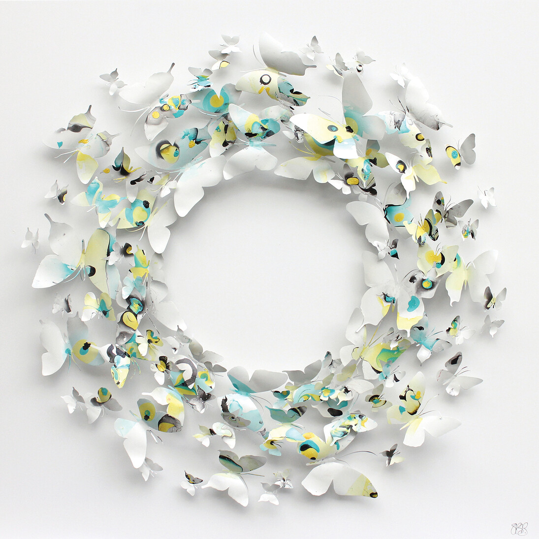 Susila Bailey-Bond, Spin-It, Aluminium cans, spray paint & enamel on pins, 83 x 83 cm