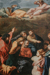 Quadro de Rafael Sanzio, obra de arte nomeada de Transfiguração, exposta na Pinacoteca do Vaticano, cidade na Itália