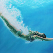 Artist: Matt Story, Silver Dive, Oil  on Canvas, 24 x 36 inches, 2014