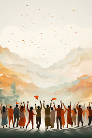 Join the jubilant celebration of peace and harmony as individuals unite in understanding and empathy