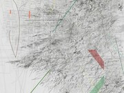 Julie Mehretu, Mogamma: Part 1, 2012, 180 x 144 in. (457.2 x 365.8 cm), Ink and acrylic on canvas, Photo: Ben Westoby