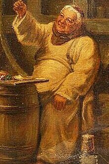 Anónimo, "Monje bebiendo vino y haciendo un brindis"