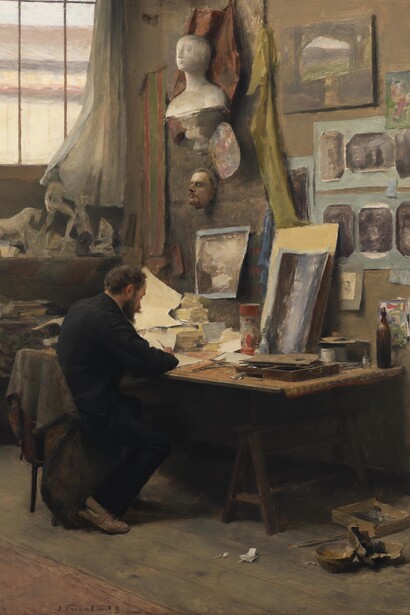Emile Friant, Victor Prouvé in his studio (detail), 1883. Courtesy of Leighton House