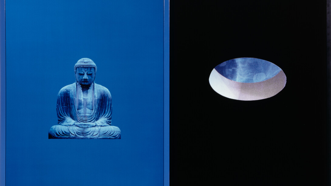 Buddha of Immeasurable Light, from the “Objects of Desire” series, 1987. Diptych; Cibachrome with lacquered wood frame, 62 x 42 in (157.4 x 106.6 cm)