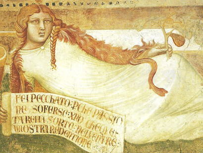 Ambrogio Lorenzetti, Eva distesa,  Eremo di San Galgano, Chiusdino, Siena