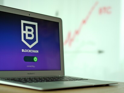 A blockchain screen on a laptop 