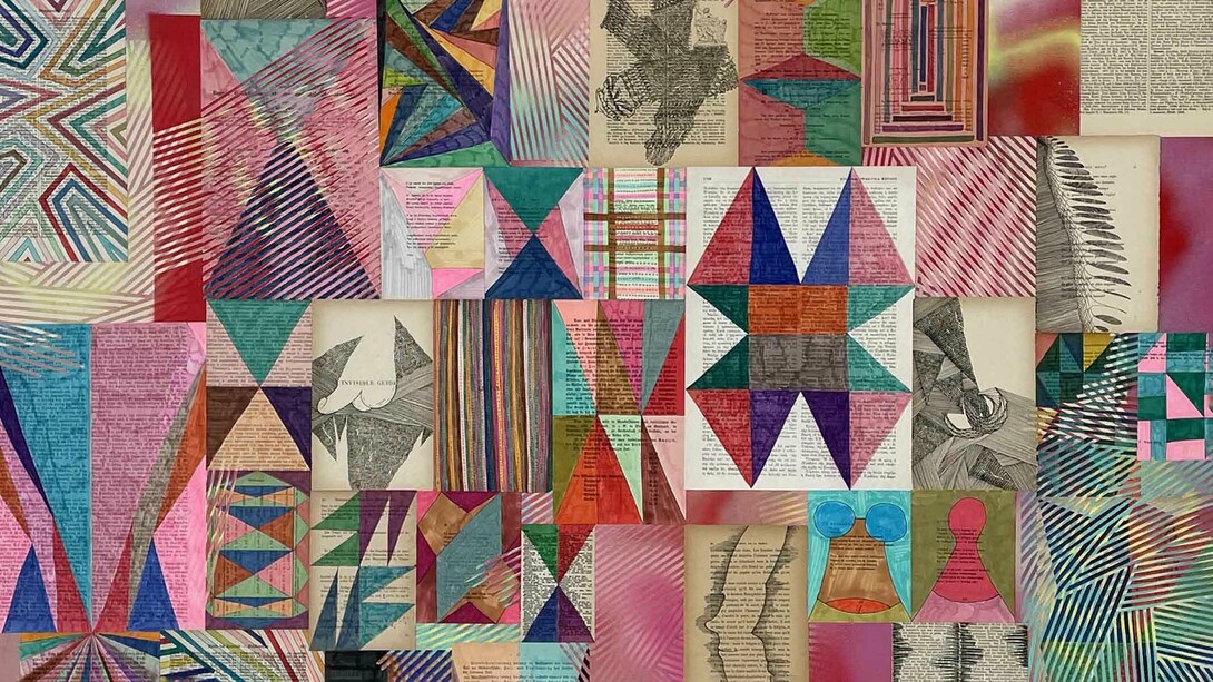 Antonis Donef, Untitled, 2021. Mixed media and collage on paper, mounted on canvas, 188 x 120 cm (detail). Courtesy of Kalfayan Gallery