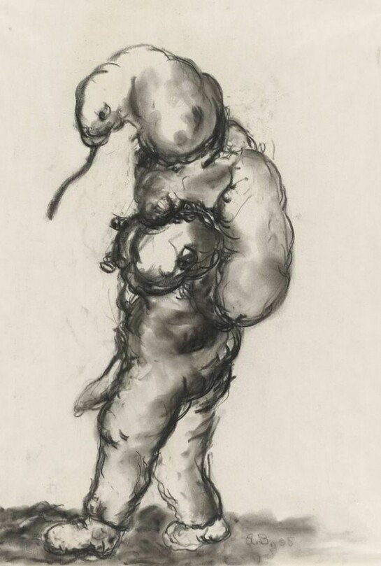 Ohne Titel (‘Untitled’), 1965, Georg Baselitz (b.1938), charcoal on paper. Presented to the British Museum by Count Christian Duerckheim. Reproduced by permission of the artist, © Georg Baselitz