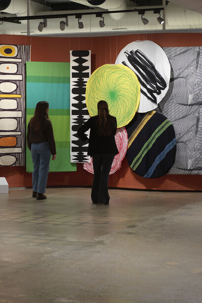 Draped. Art of printed fabric, exhibition view. Courtesy of EMMA. Espoo Museum of Modern Art