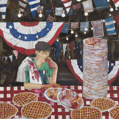 Hernan Bas, “The Unlikely Winner”, 2015, Acrylique sur toile, 182,9 x 152,4 cm / 72 x 60 inches, Photo: Claire Dorn, Courtesy Galerie Perrotin