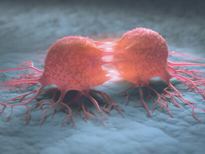 Representación de células cancerosas en proceso de metástasis