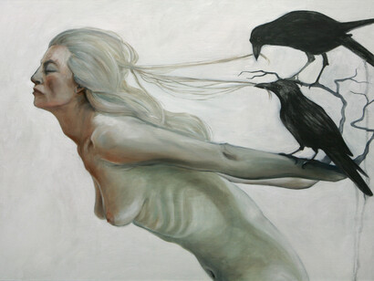 Della vita a cedere, olio e matita su tela, 2013, 70x100 cm