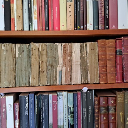 Anzio (Roma), Biblioteca Clementina, particolare dei tomi, ph. Anastasia Maria Luciani