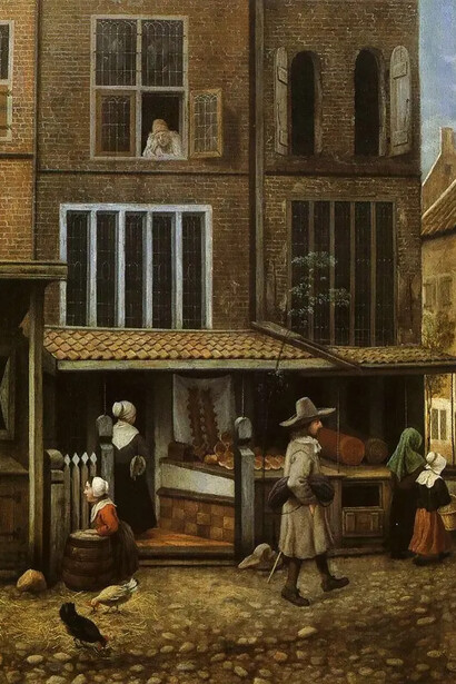 Jacobus Vrel, "Street Scene With Bakery",(C.1554-62)
