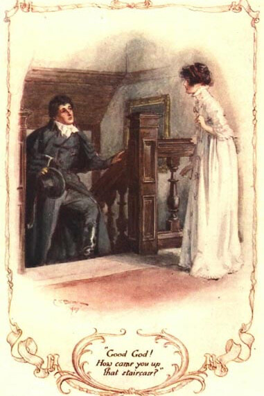 Colour illustration of a 1907 edition of Northanger Abbey CE Brock Vol II chap IX